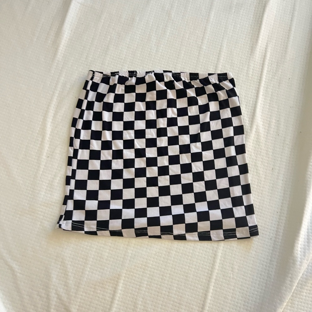 Black and white checkered skirt
